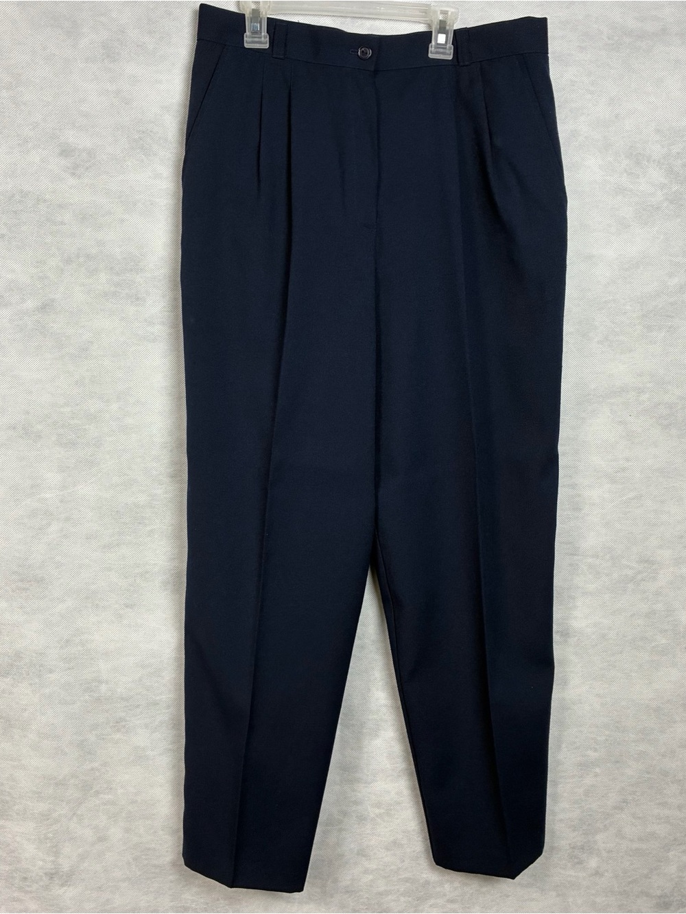 Vtg Counterparts Petites Pleated Pants Womens Sz 16P Navy Straight Leg Casual